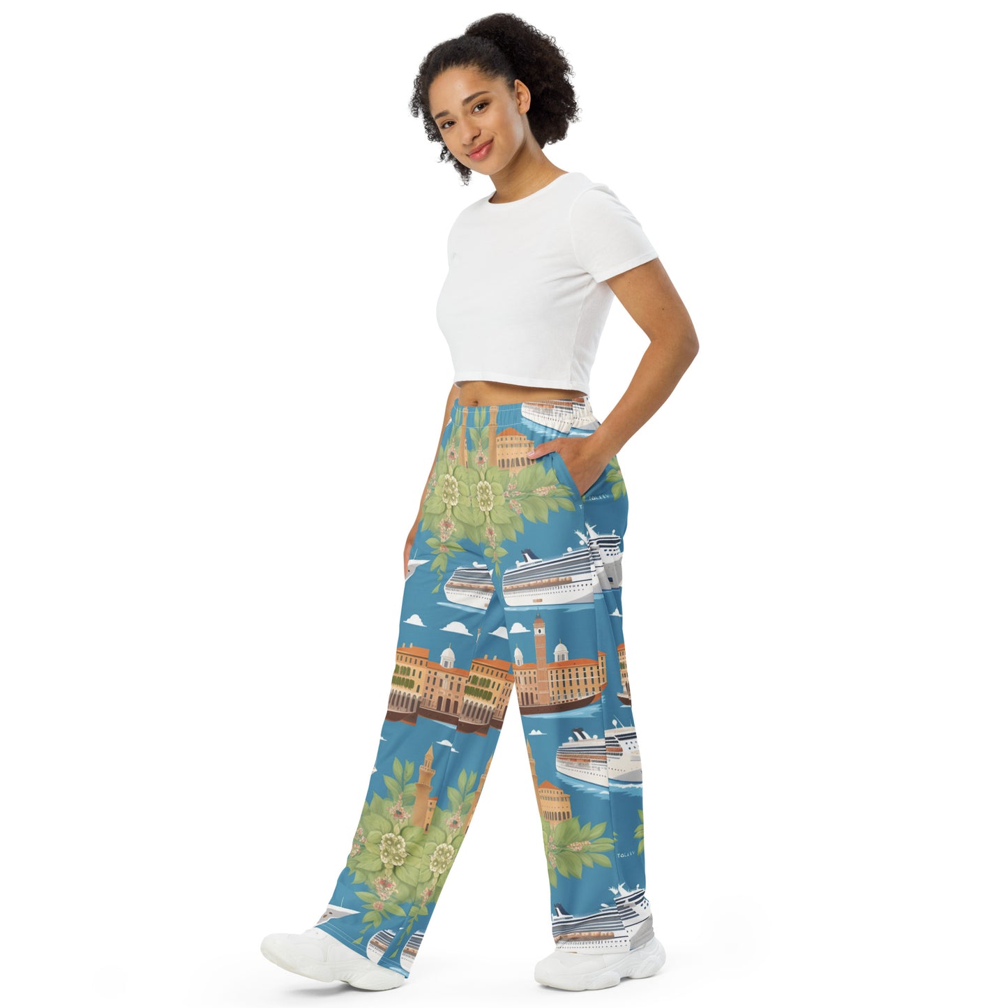 All-over print unisex wide-leg pants