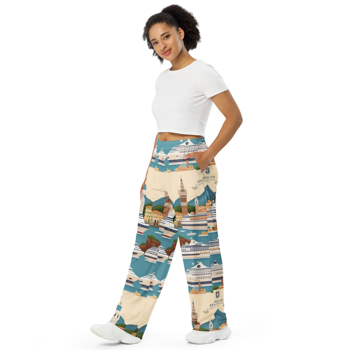 All-over print unisex wide-leg pants