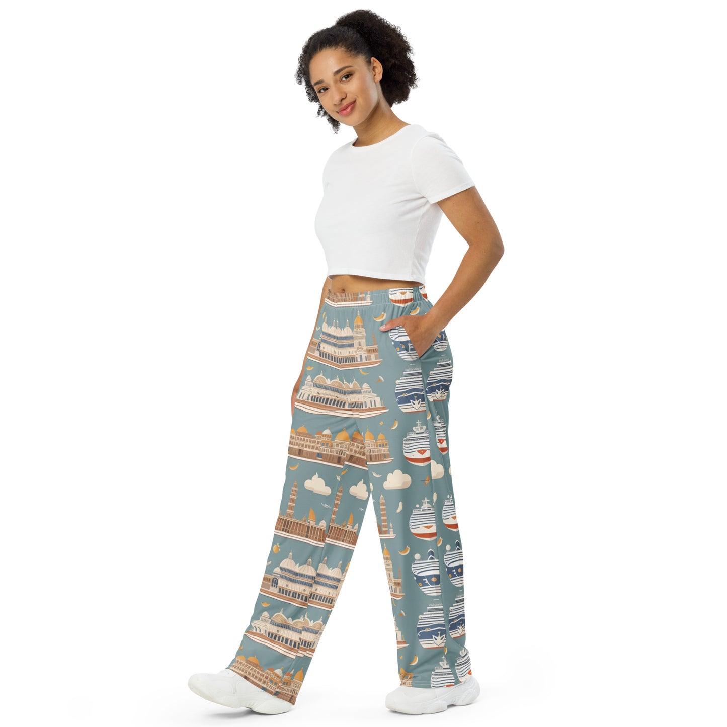 All-over print unisex wide-leg pants