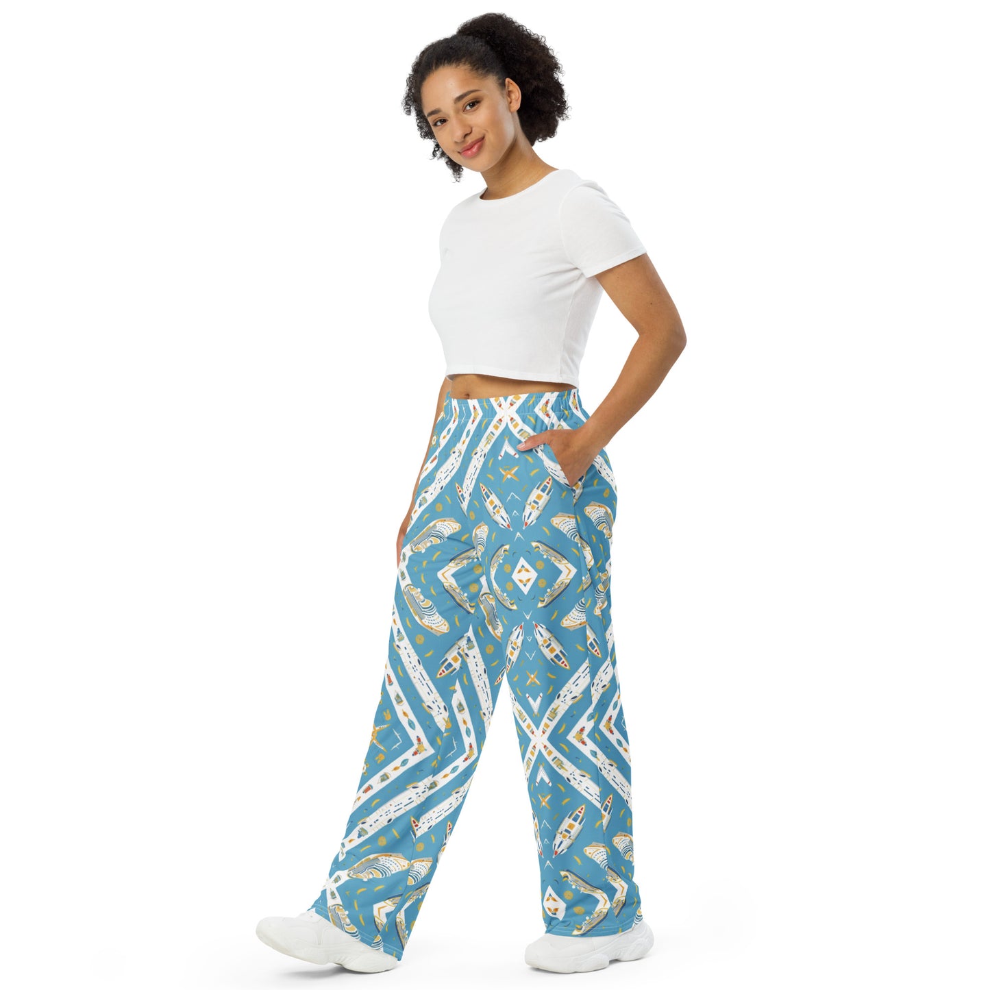 All-over print unisex wide-leg pants