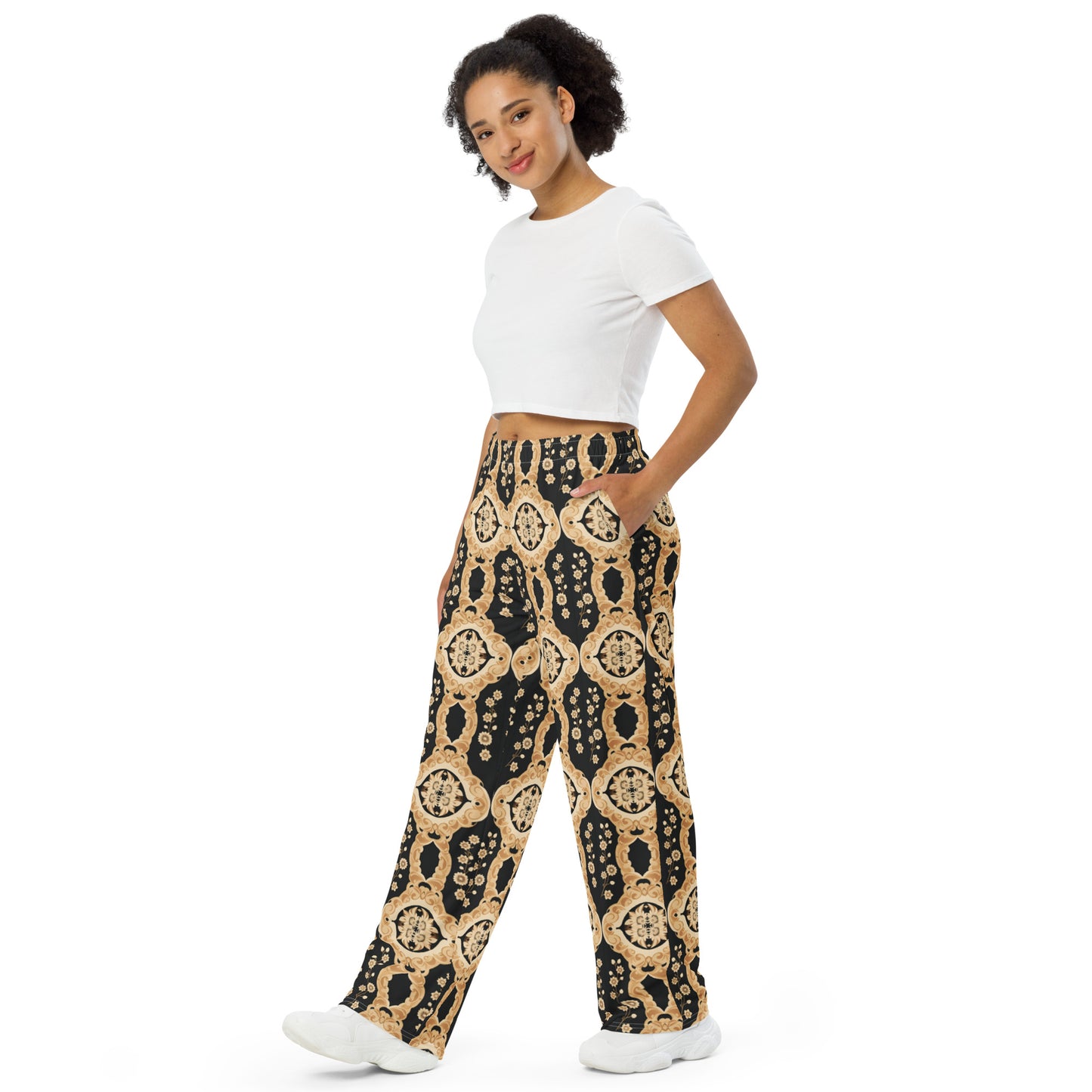 All-over print unisex wide-leg pants