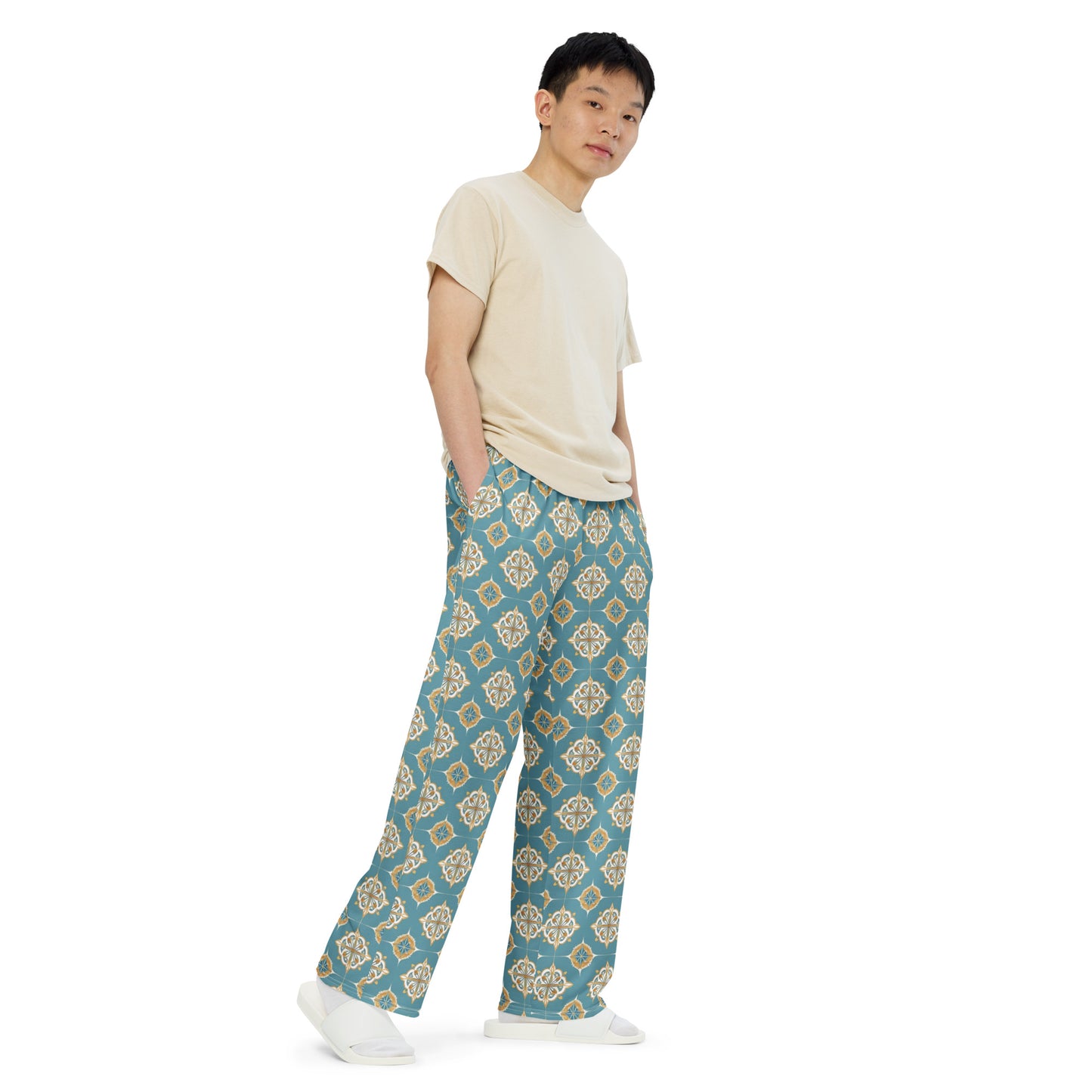 All-over print unisex wide-leg pants