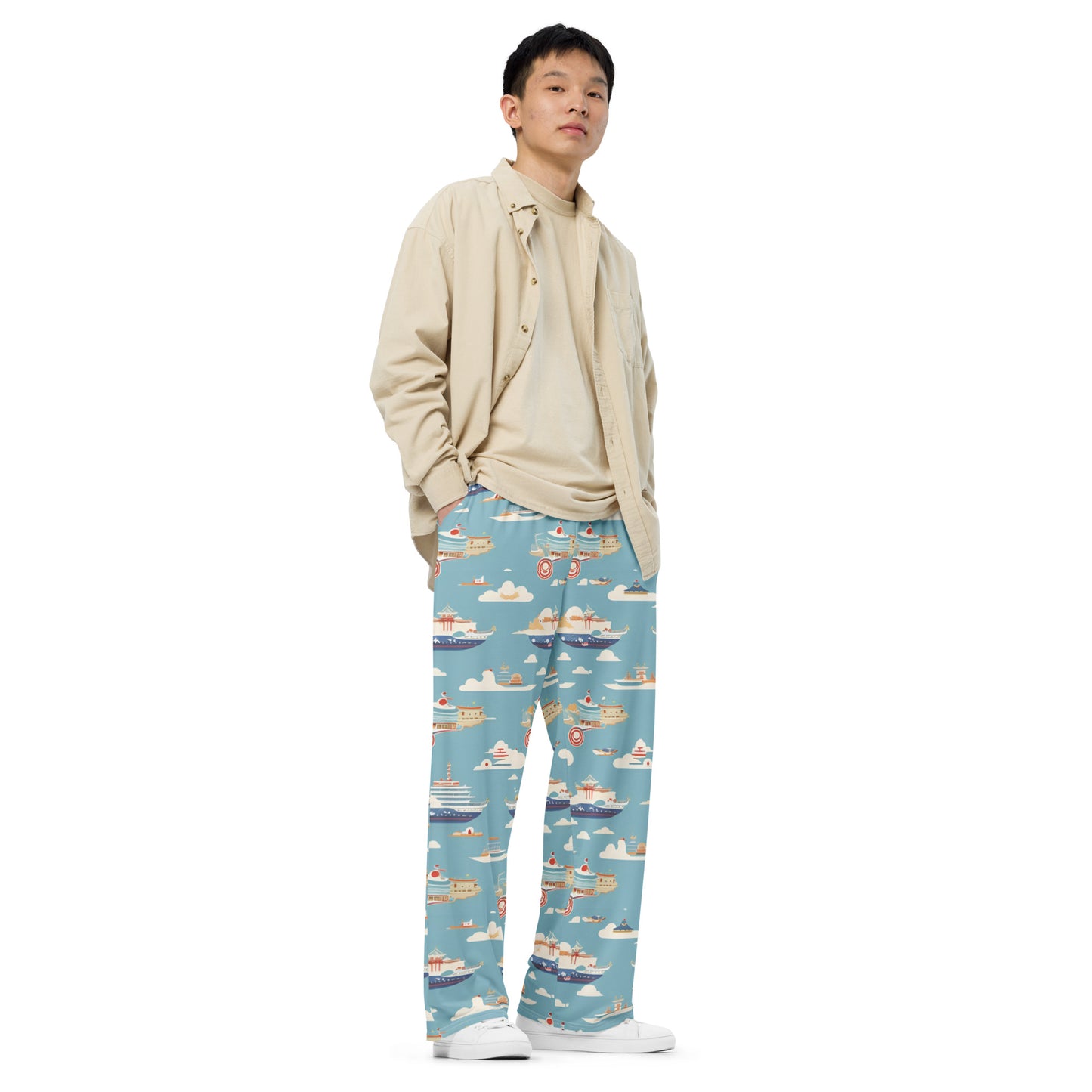 All-over print unisex wide-leg pants