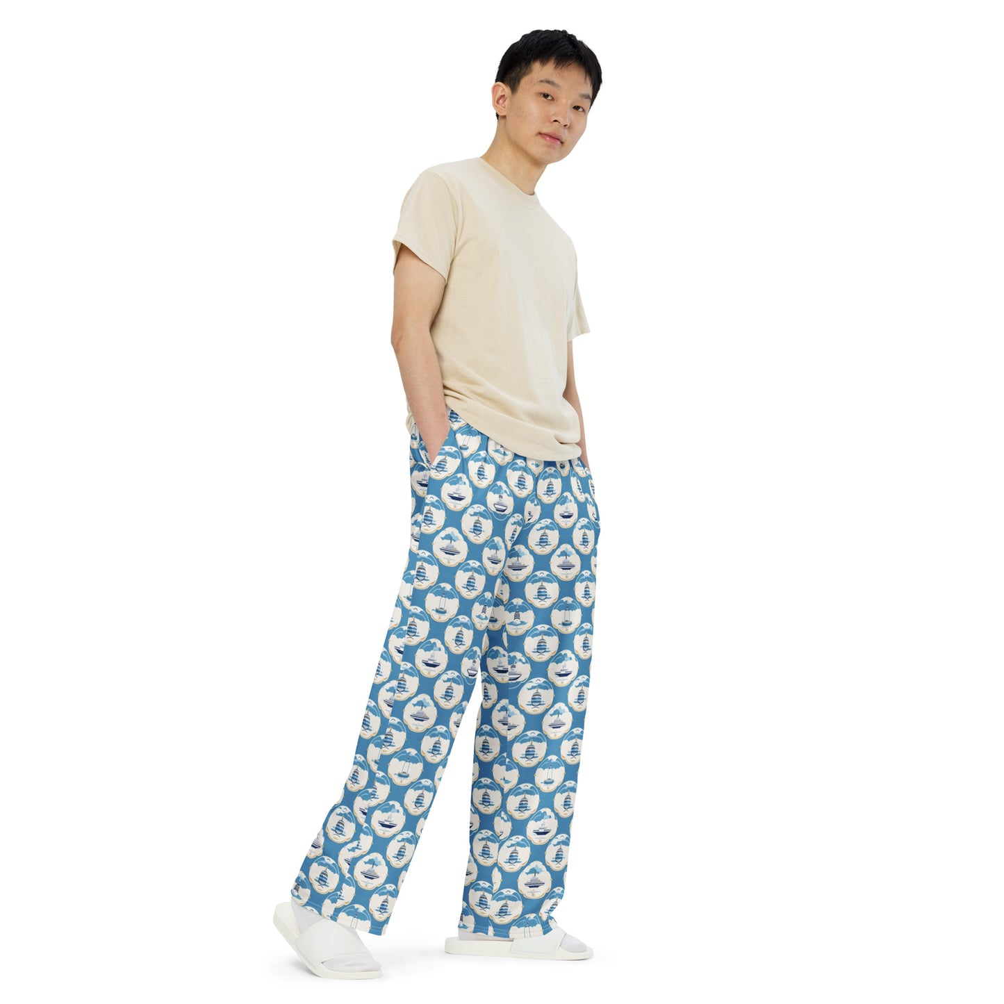 All-over print unisex wide-leg pants