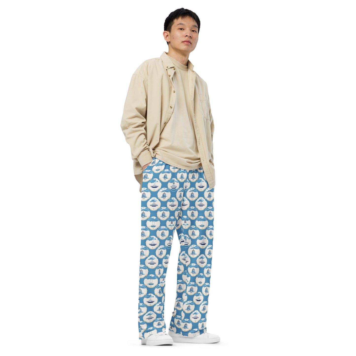 All-over print unisex wide-leg pants