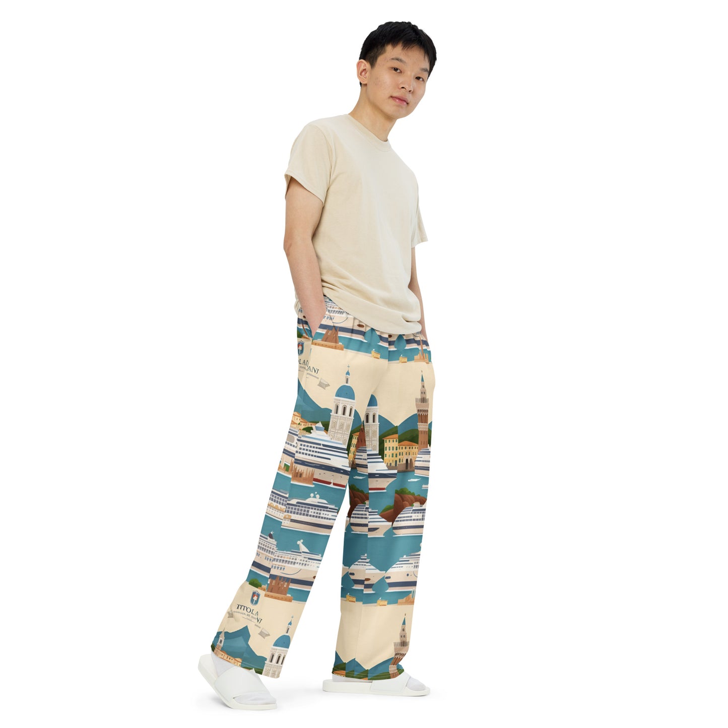 All-over print unisex wide-leg pants