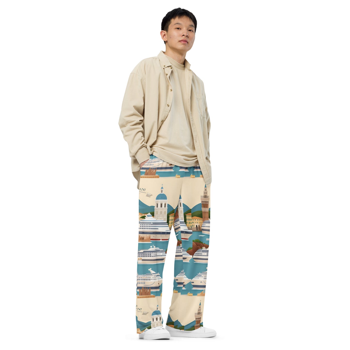 All-over print unisex wide-leg pants