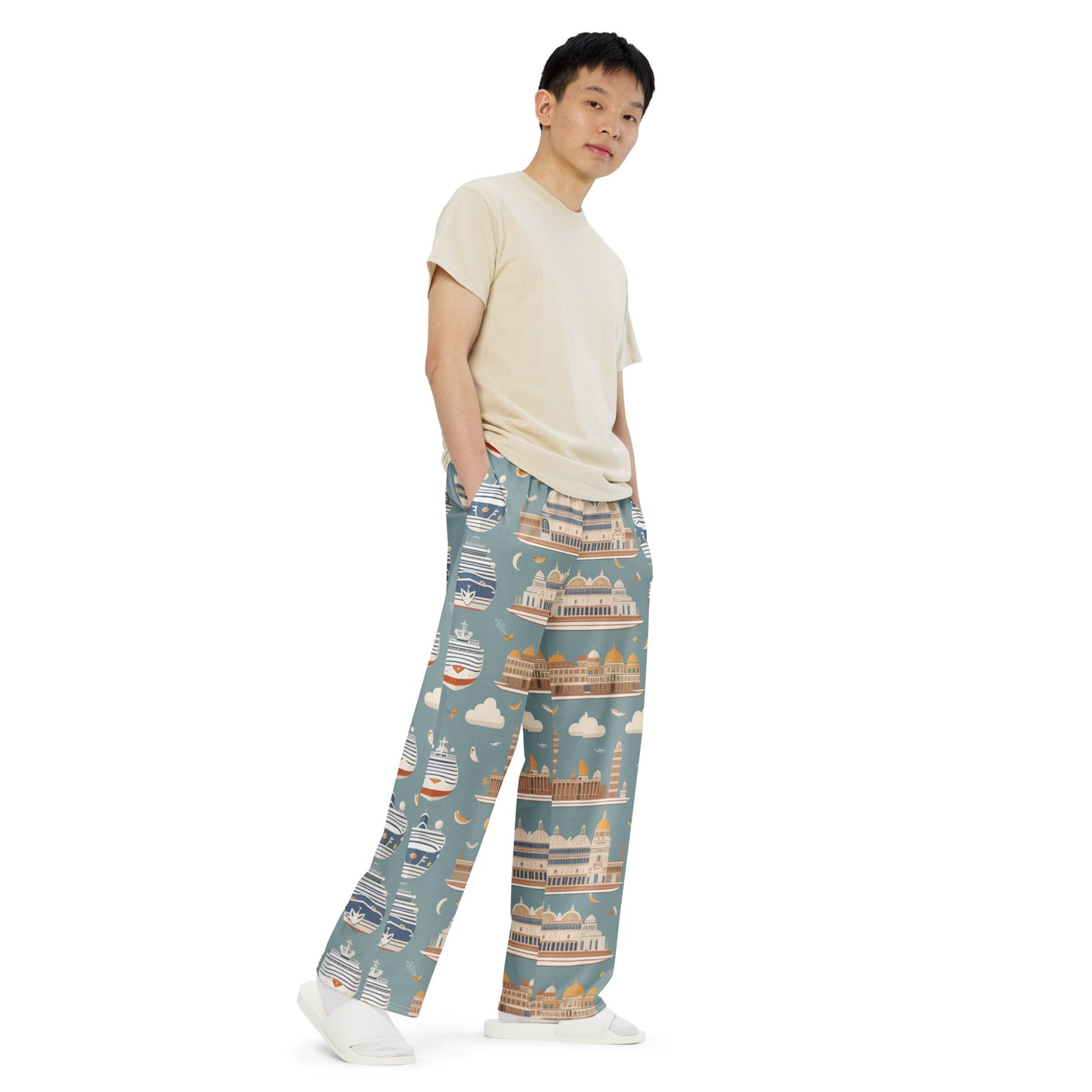 All-over print unisex wide-leg pants