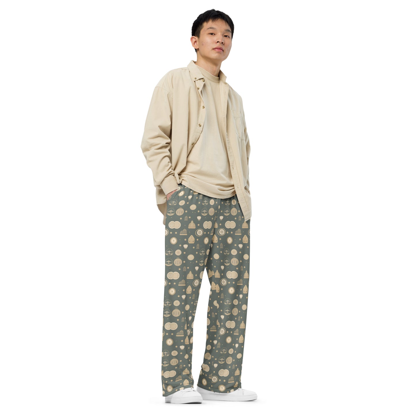 All-over print unisex wide-leg pants