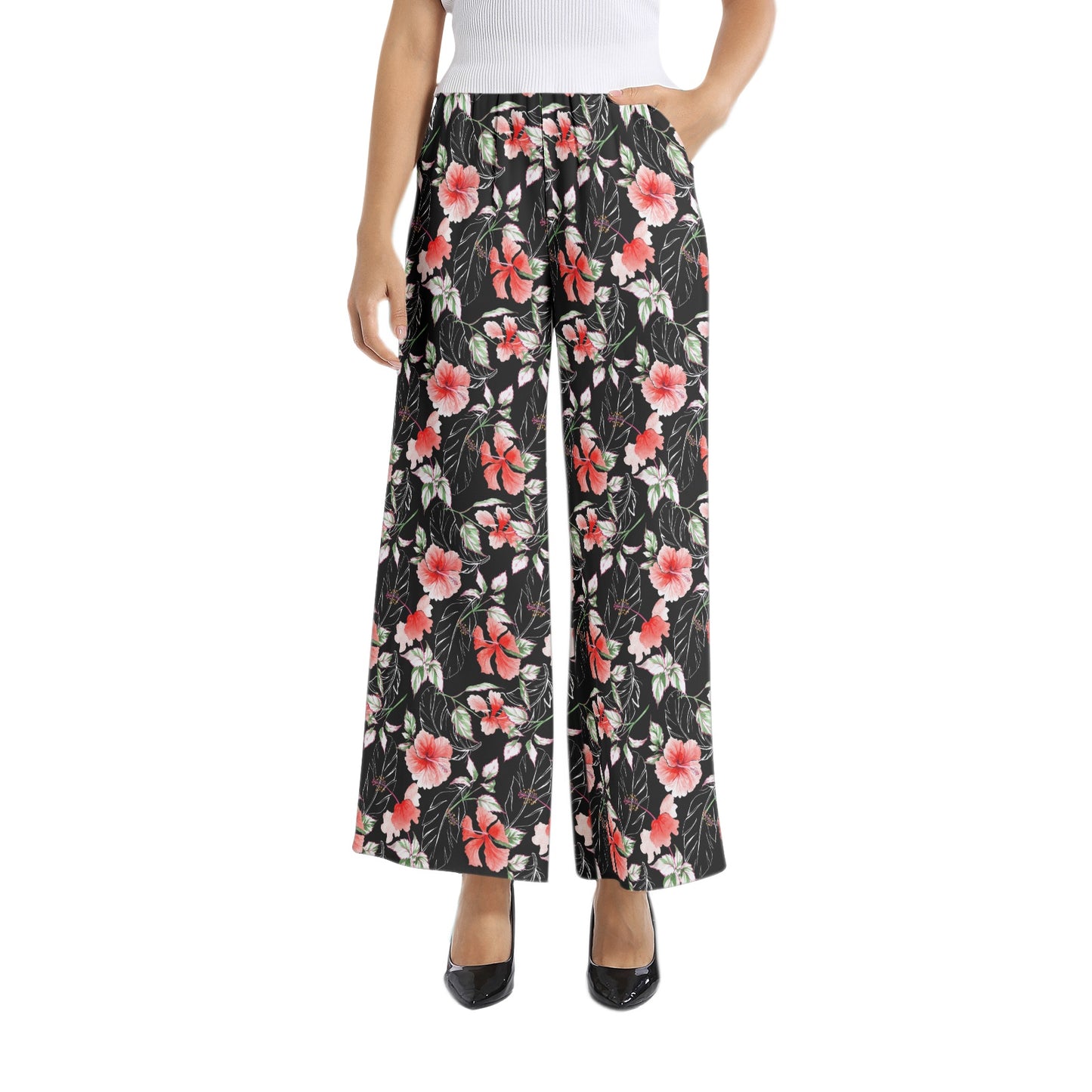 Elastic Waist Wide Leg Pant