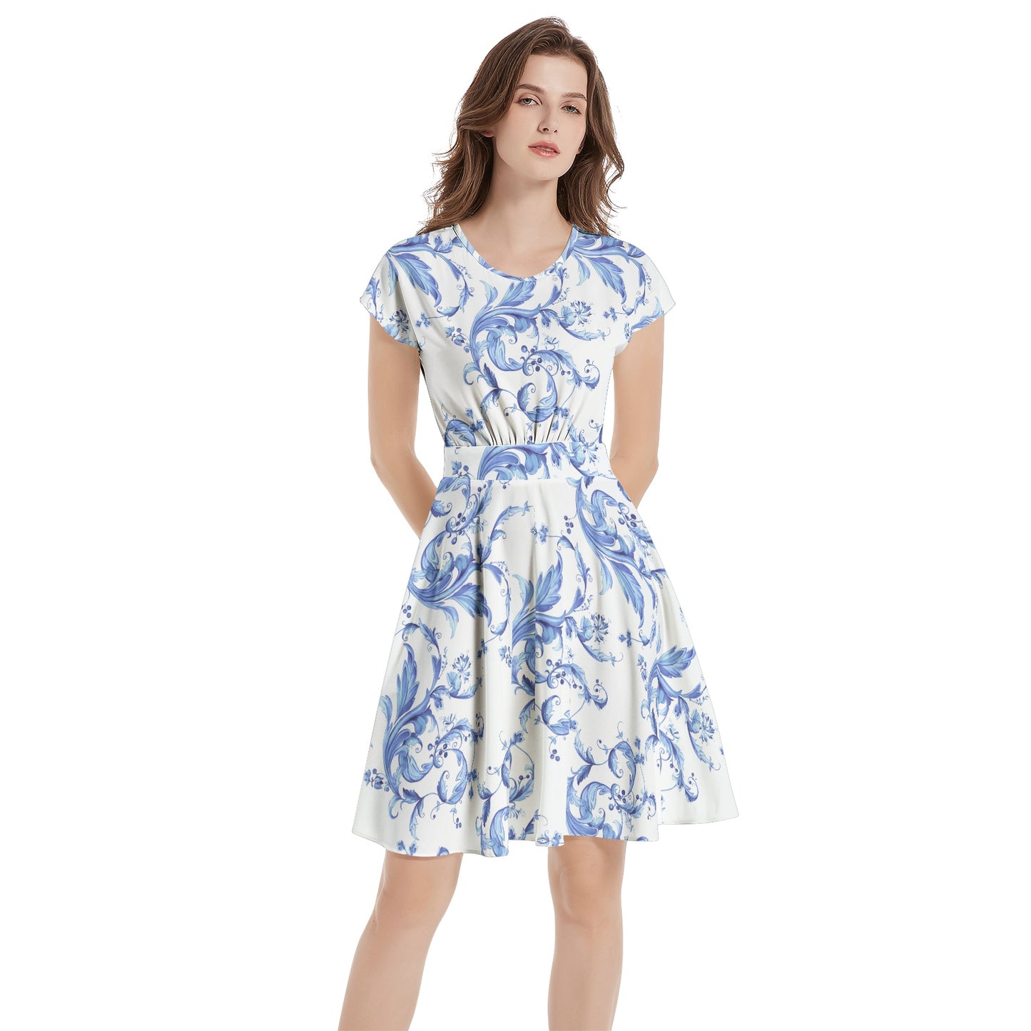 Short Sleeve  Casual A-Line Midi Dress