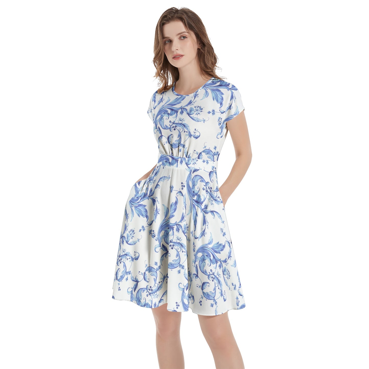 Short Sleeve  Casual A-Line Midi Dress