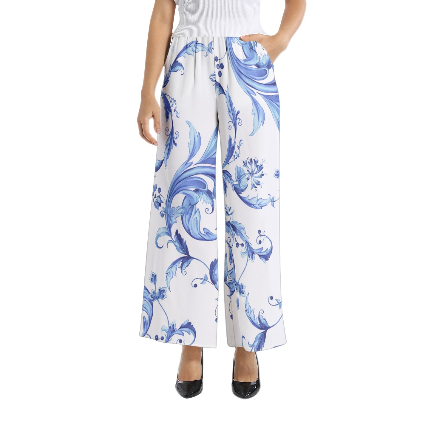 Elastic Waist Wide Leg Pant