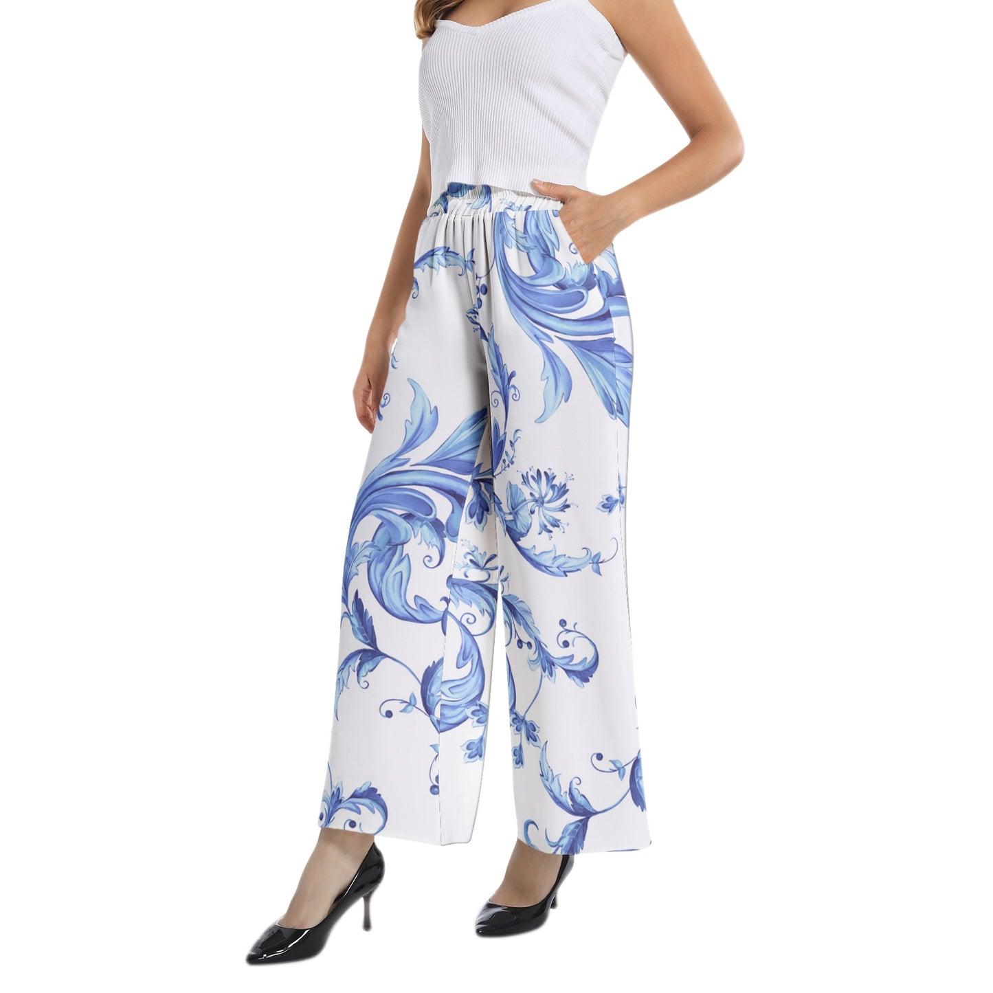 Elastic Waist Wide Leg Pant