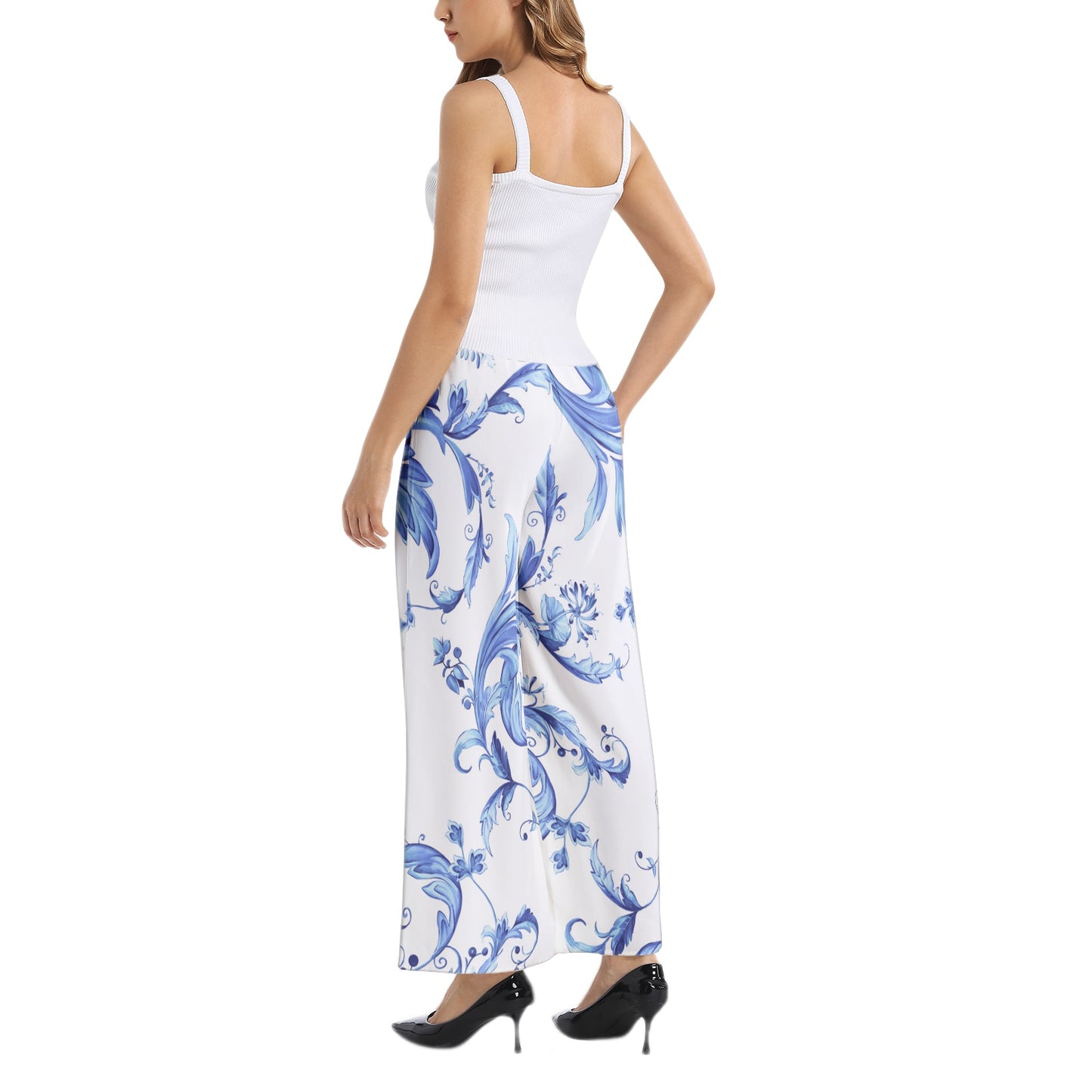 Elastic Waist Wide Leg Pant