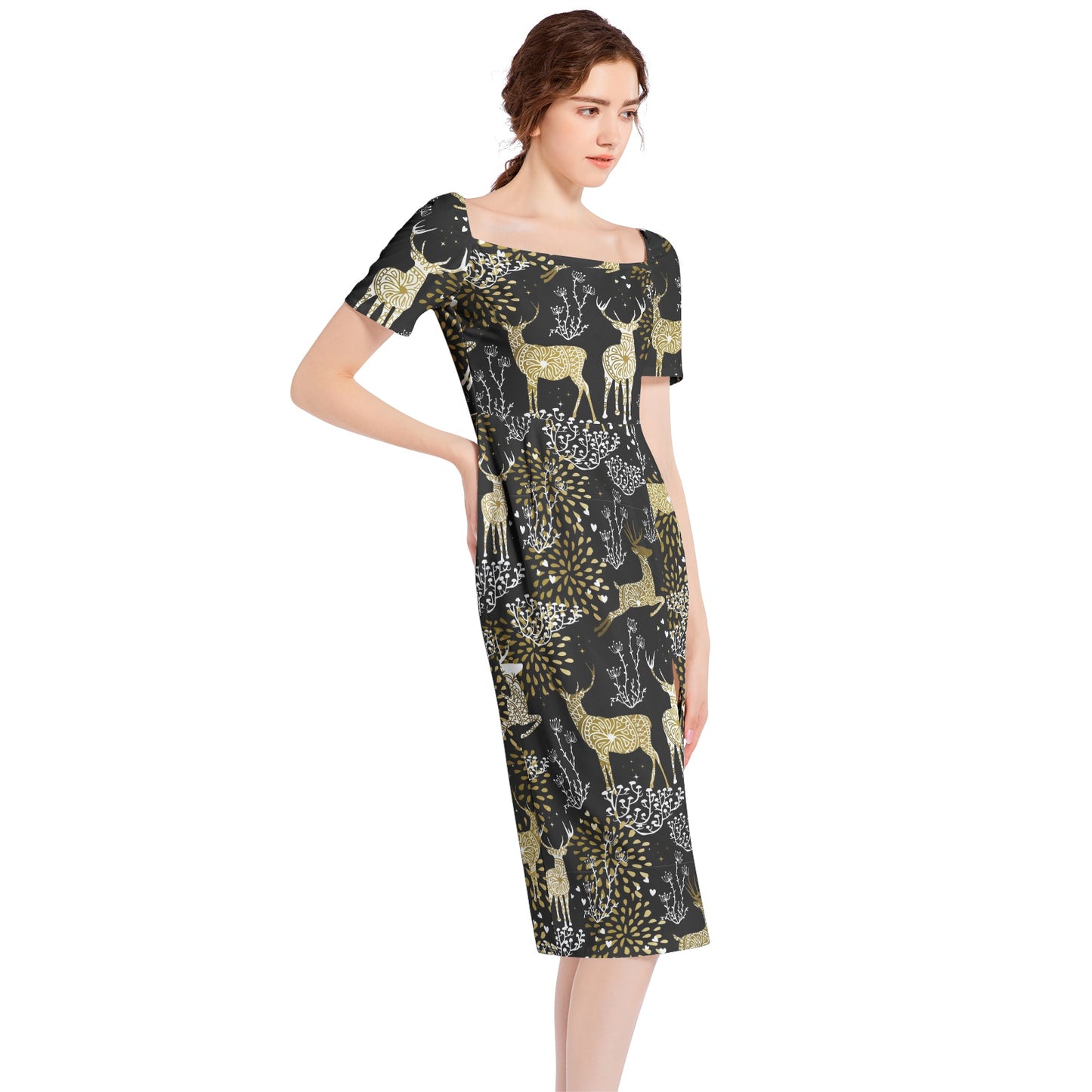 Split Thigh Midi Bodycon Dress