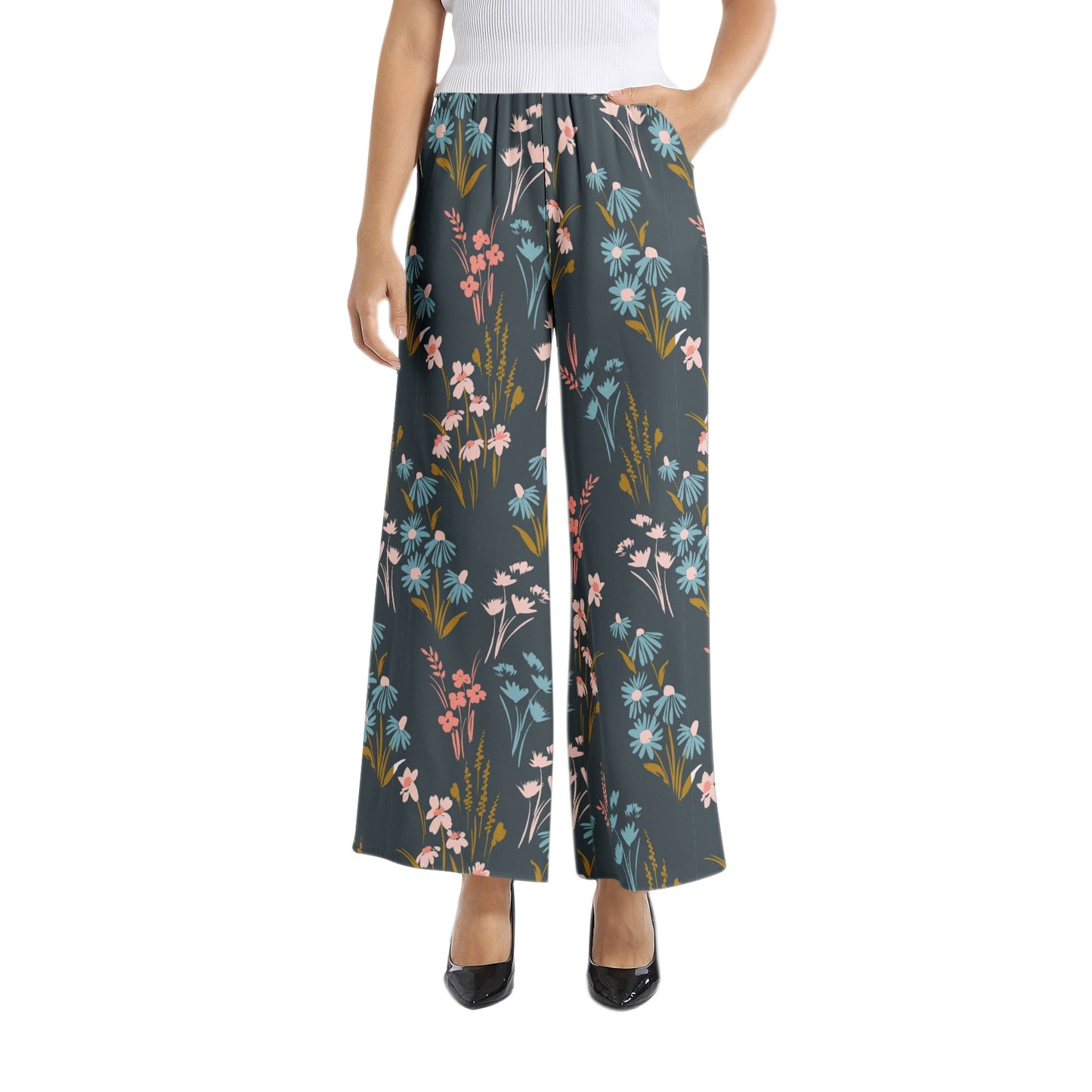 Elastic Waist Wide Leg Pant