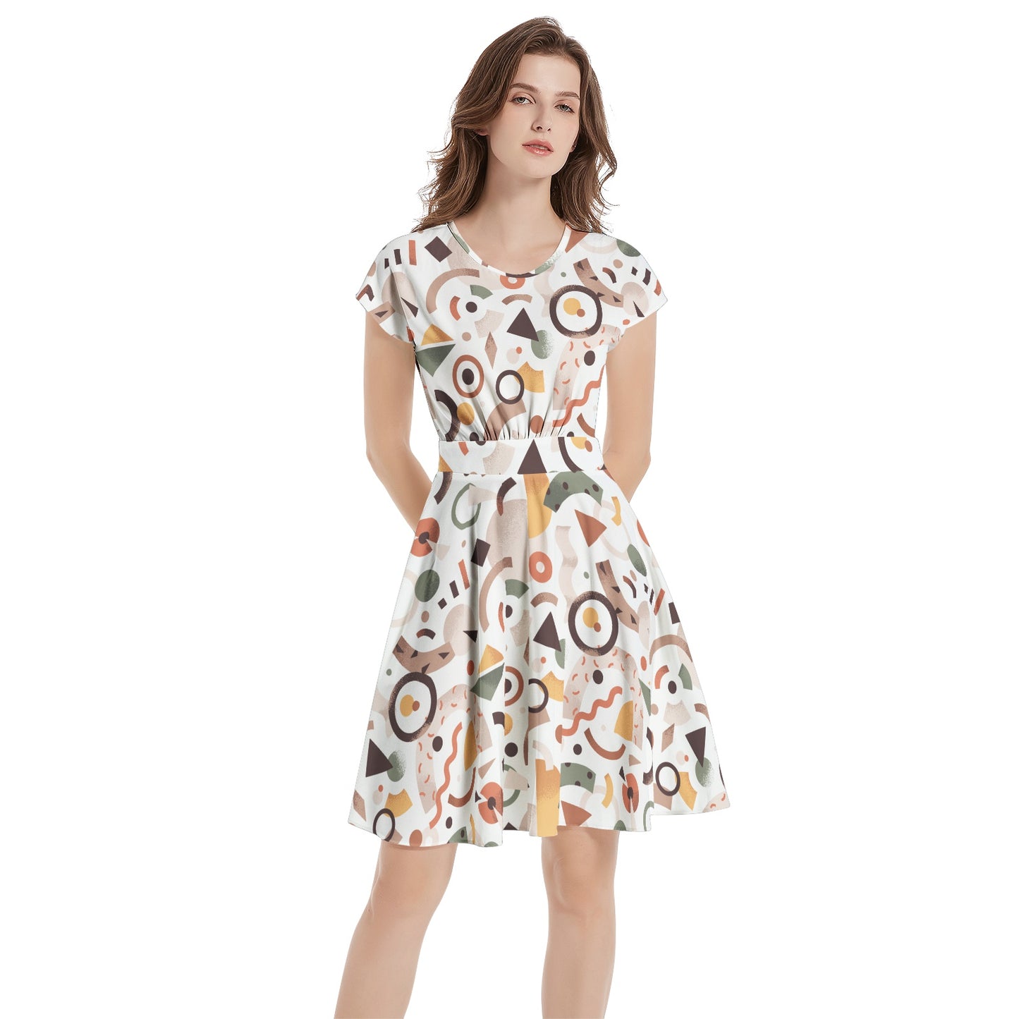 Short Sleeve  Casual A-Line Midi Dress