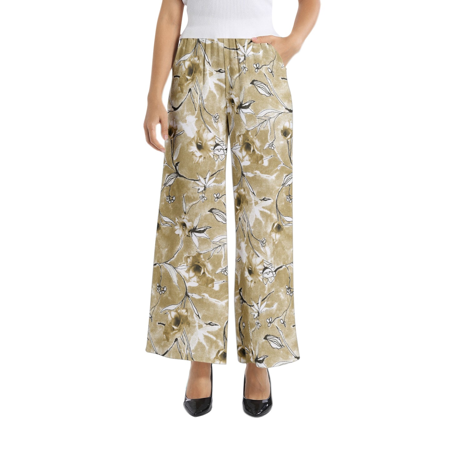 Elastic Waist Wide Leg Pant