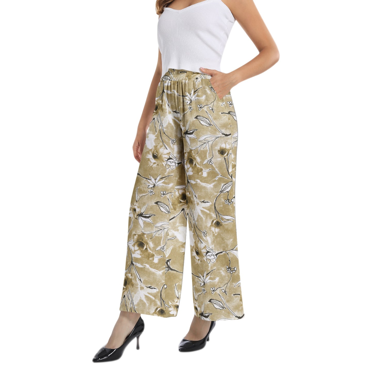 Elastic Waist Wide Leg Pant