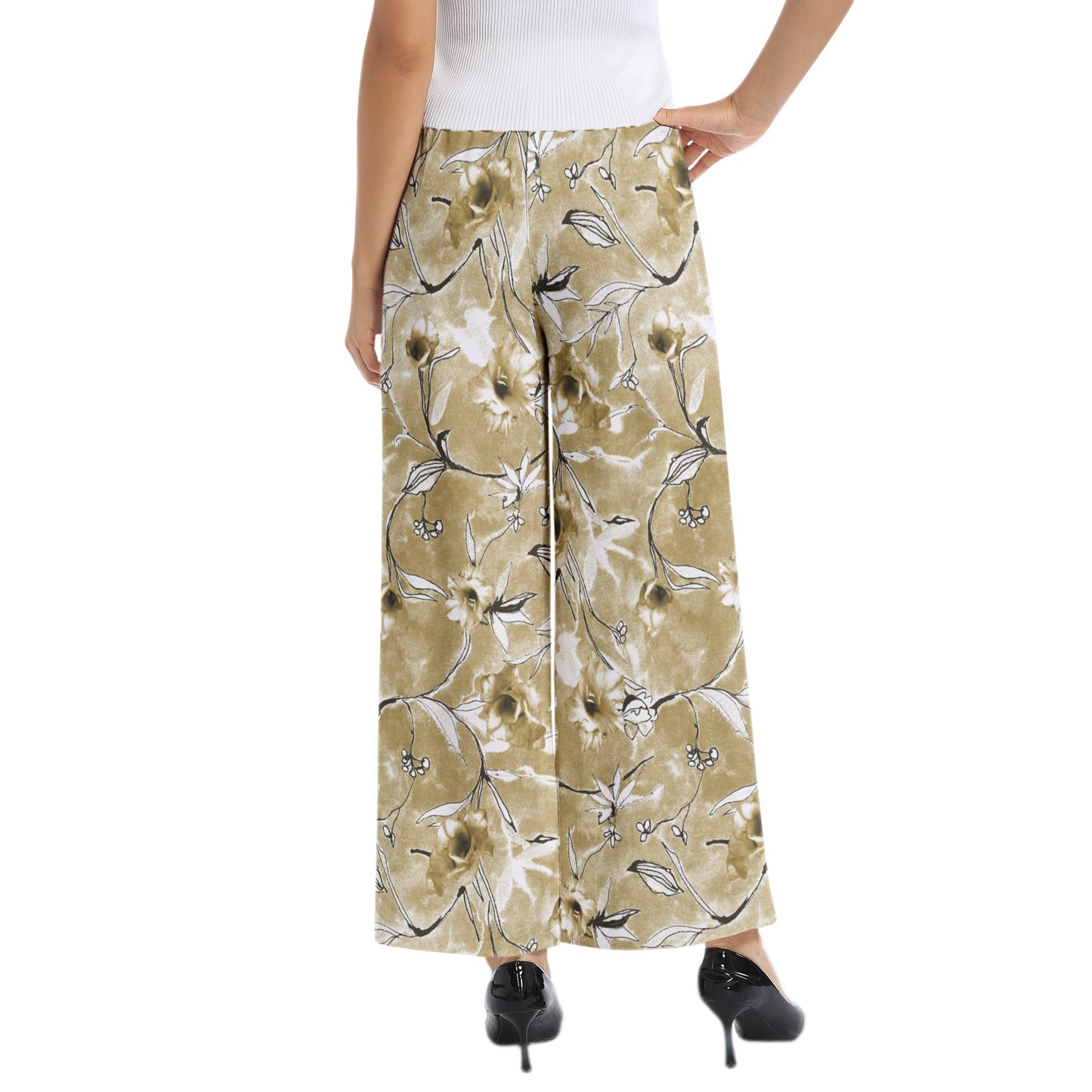 Elastic Waist Wide Leg Pant