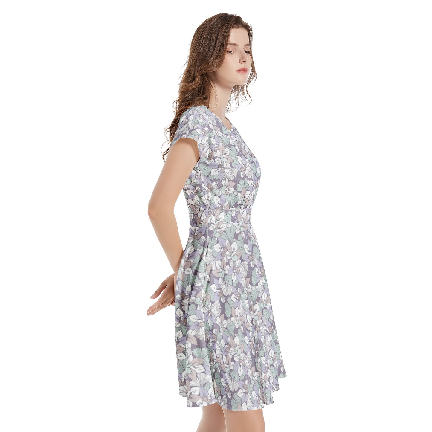 Short Sleeve  Casual A-Line Midi Dress