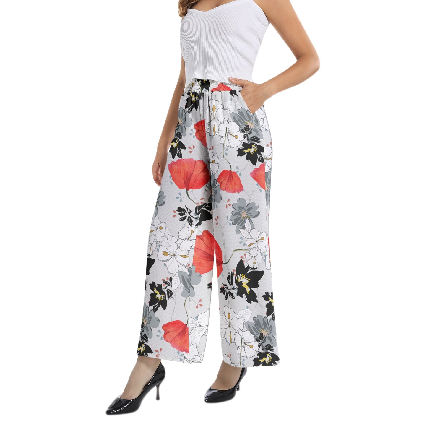 Elastic Waist Wide Leg Pant