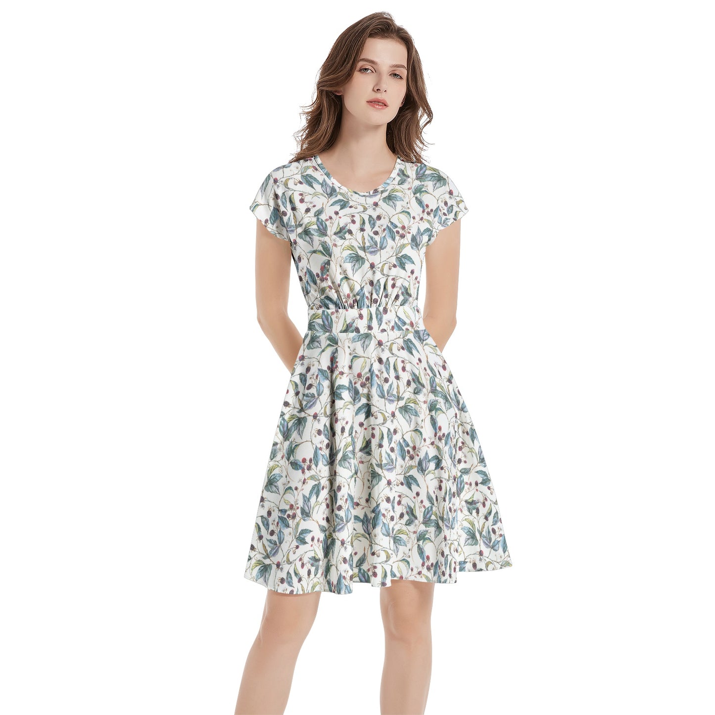 Short Sleeve  Casual A-Line Midi Dress