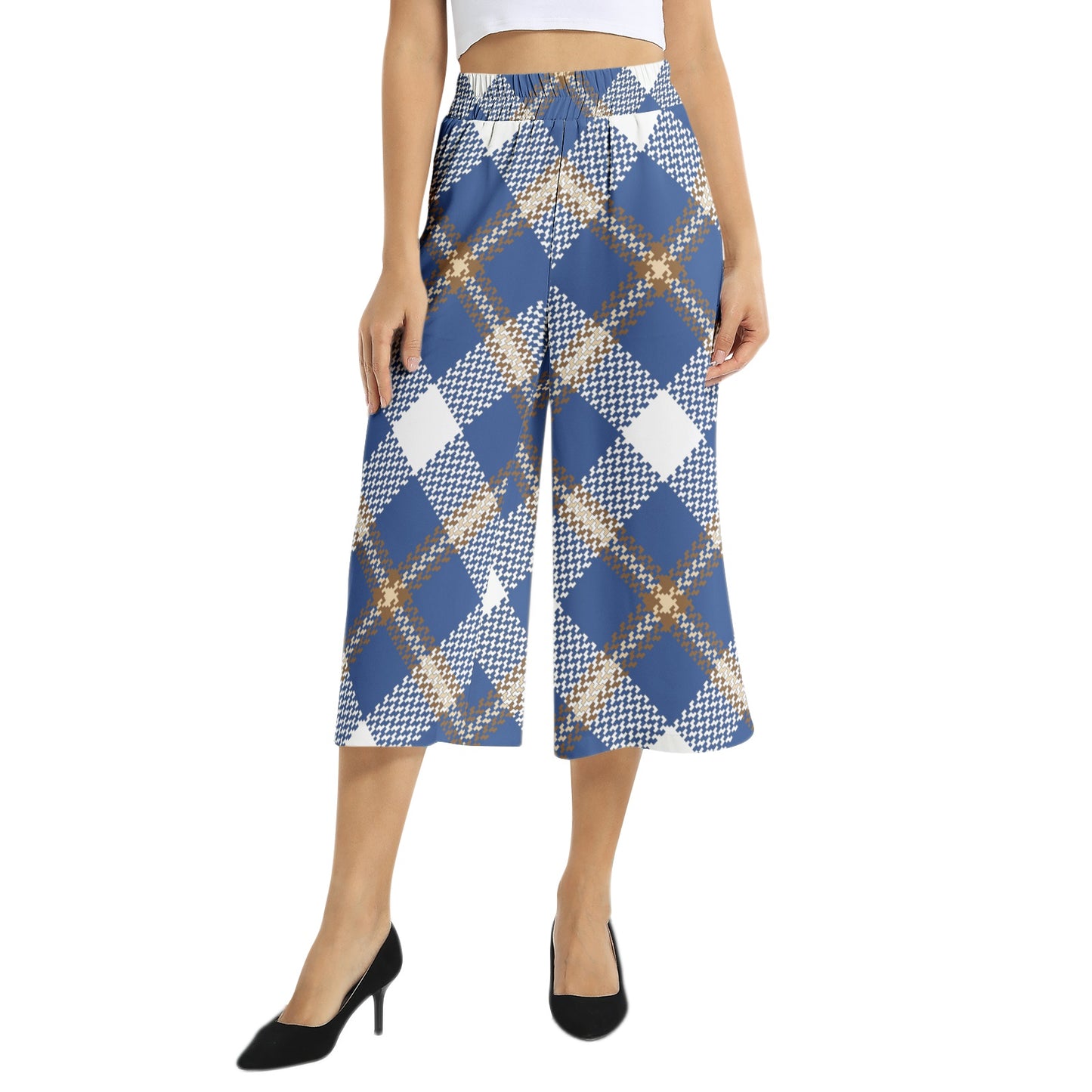 Elastic Waist Capris Wide Leg Pant