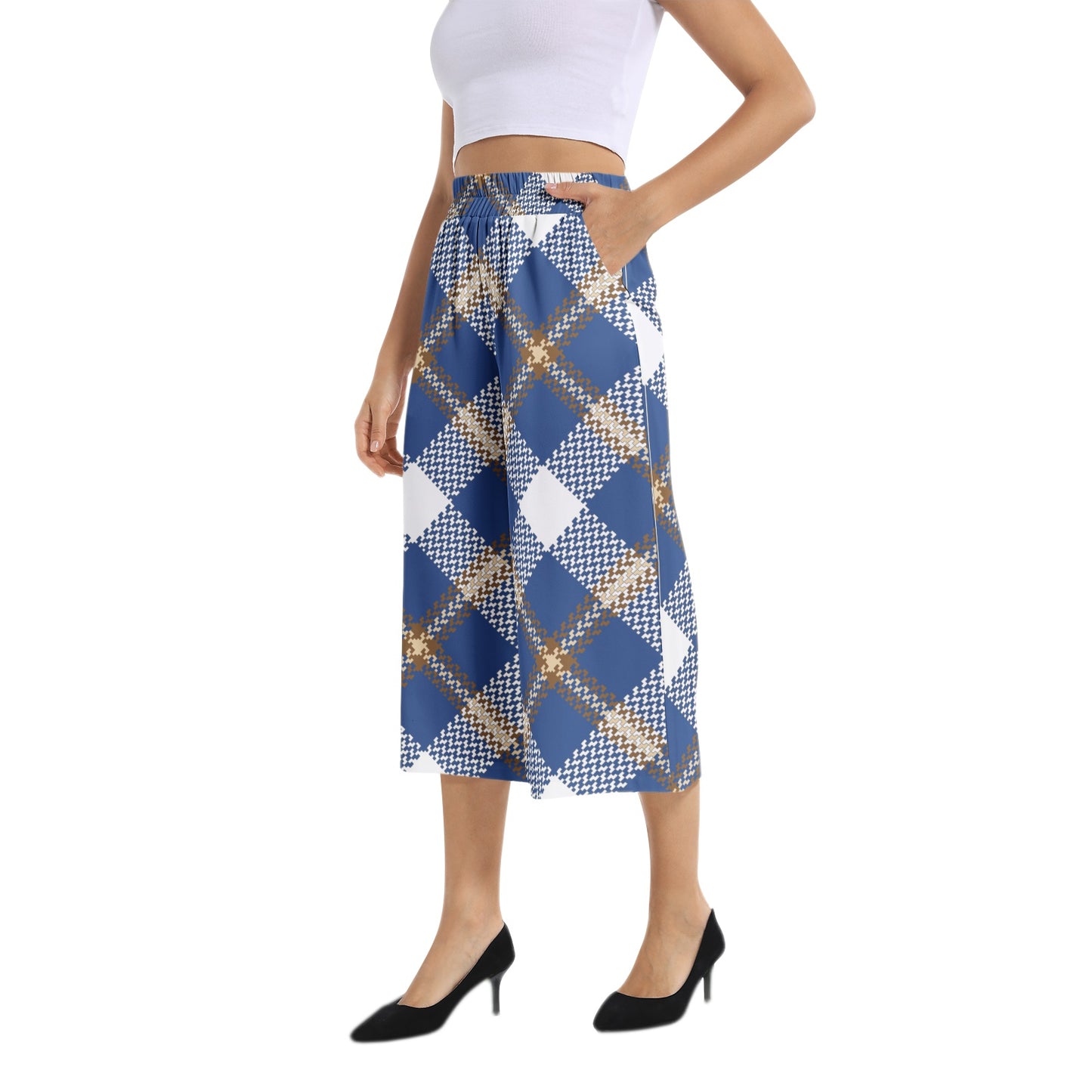 Elastic Waist Capris Wide Leg Pant