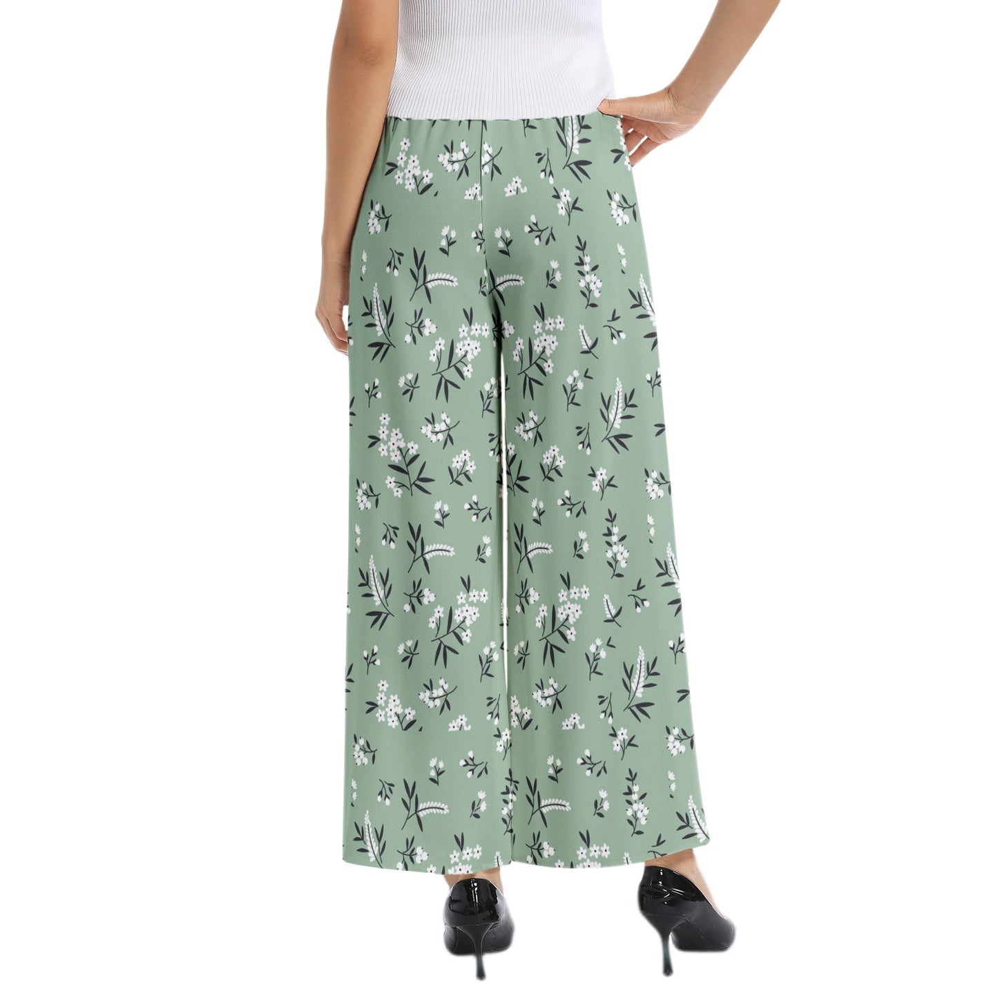 Elastic Waist Wide Leg Pant