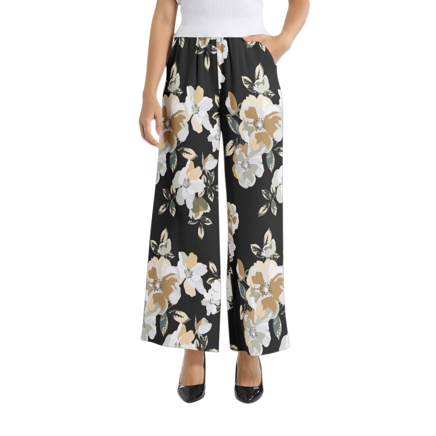 Elastic Waist Wide Leg Pant