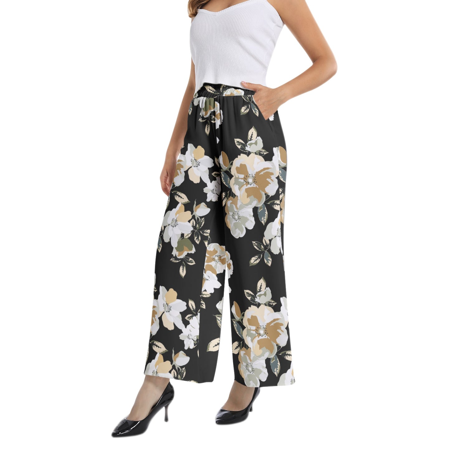 Elastic Waist Wide Leg Pant