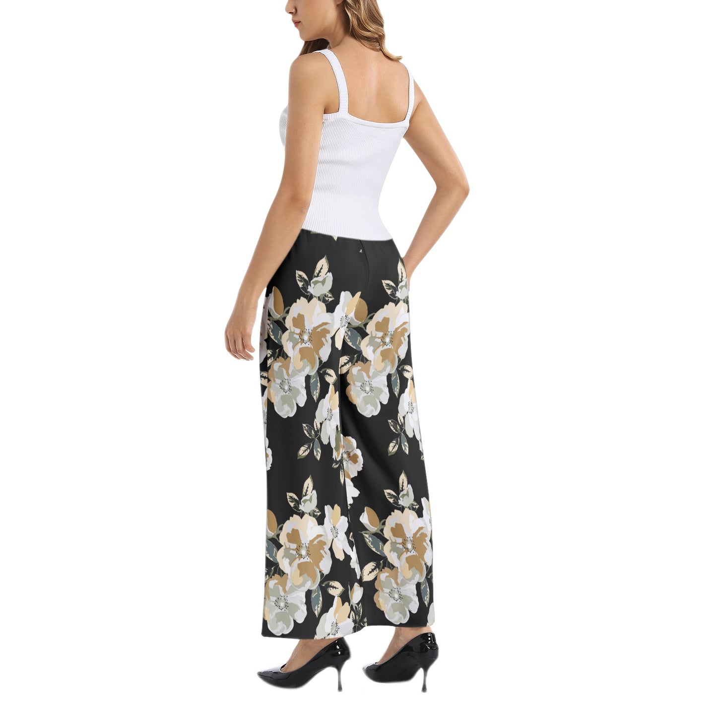 Elastic Waist Wide Leg Pant