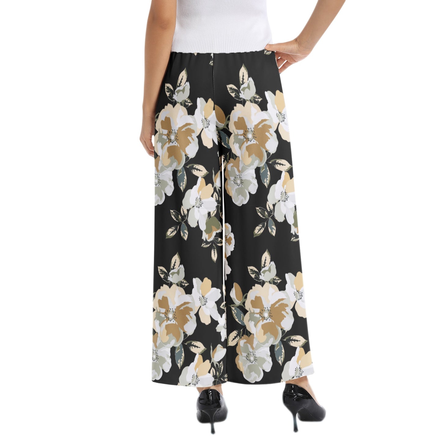 Elastic Waist Wide Leg Pant