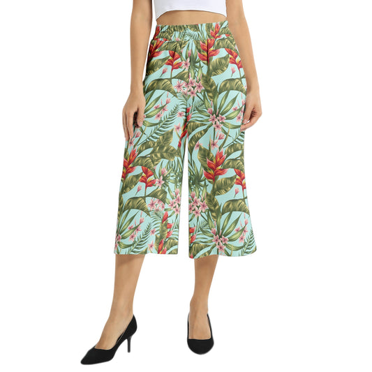 Elastic Waist Capris Wide Leg Pant