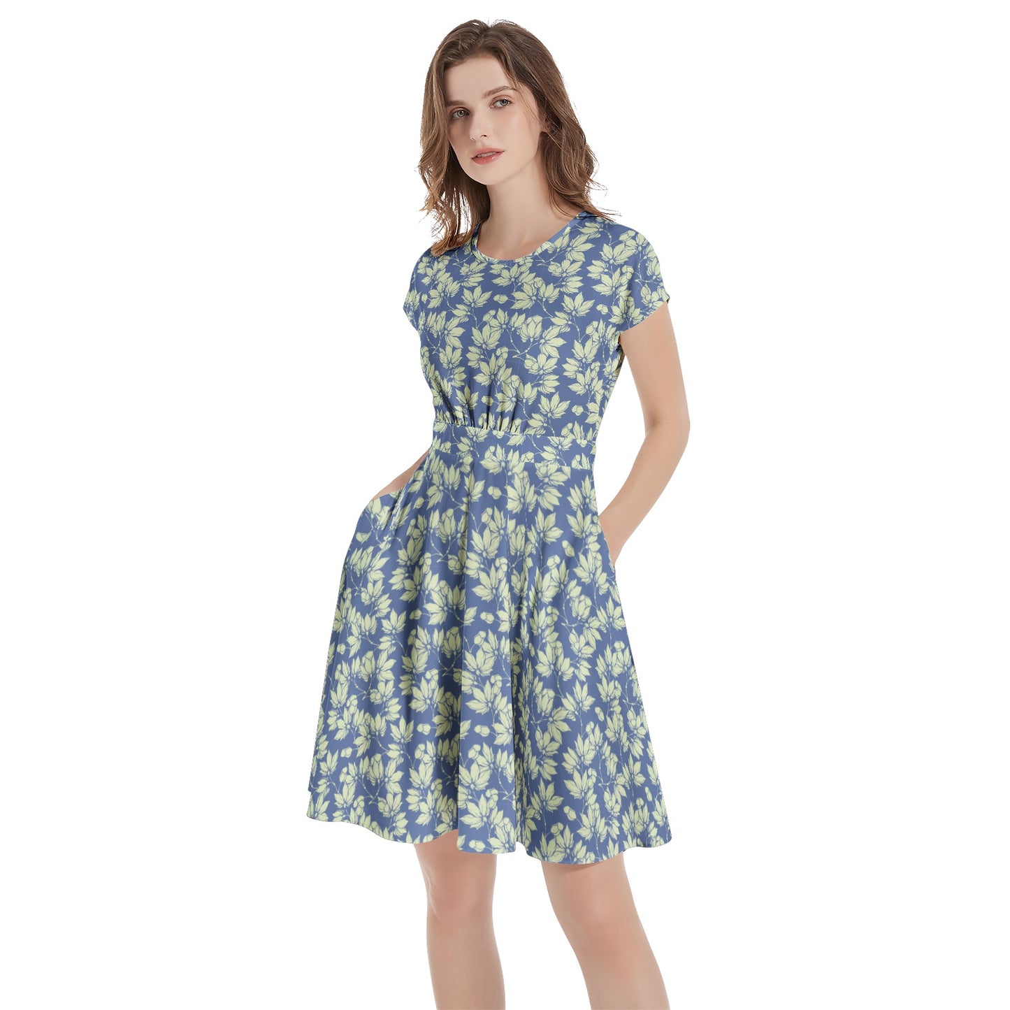 Short Sleeve  Casual A-Line Midi Dress