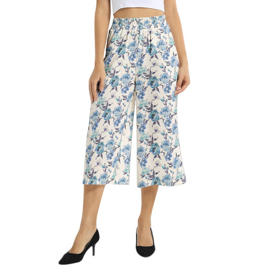 Elastic Waist Capris Wide Leg Pant