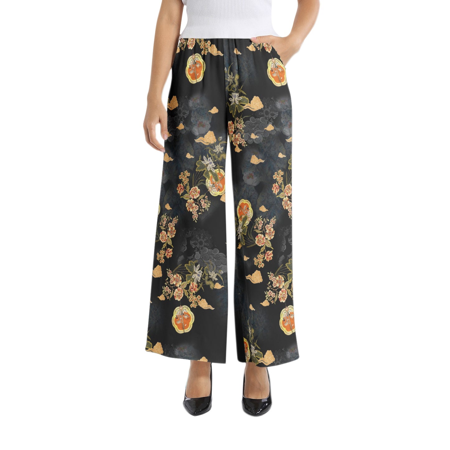 Elastic Waist Wide Leg Pant