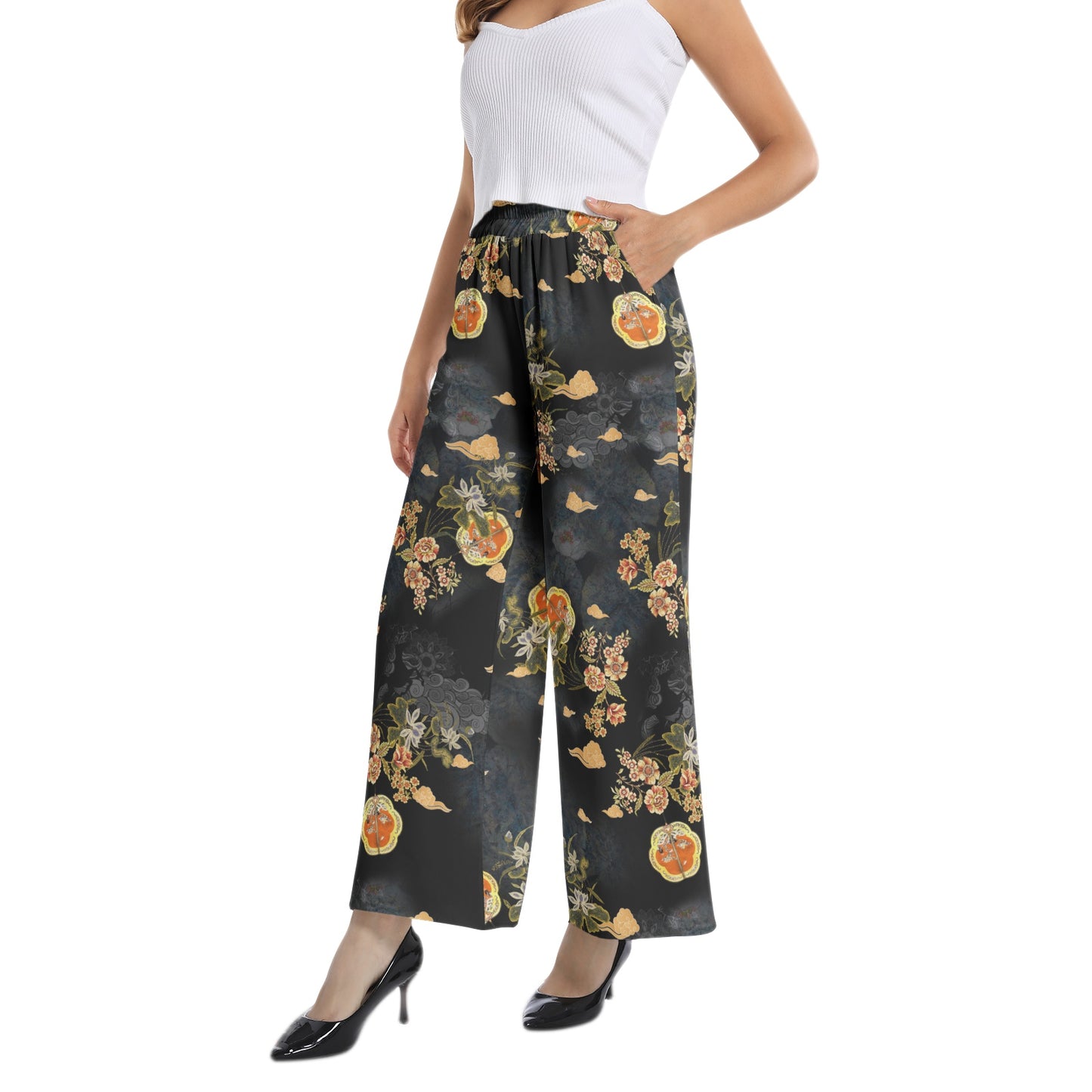 Elastic Waist Wide Leg Pant