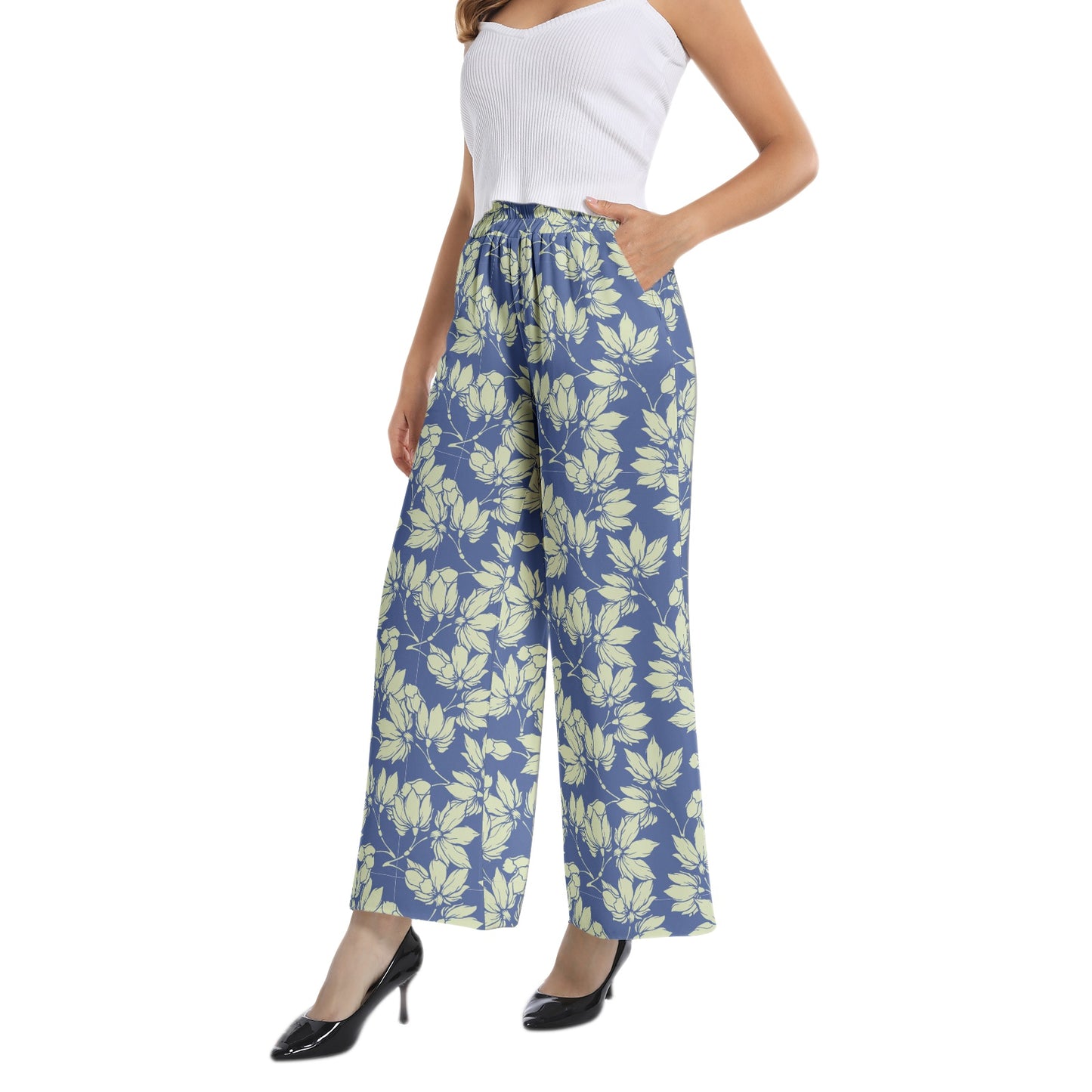 Elastic Waist Wide Leg Pant