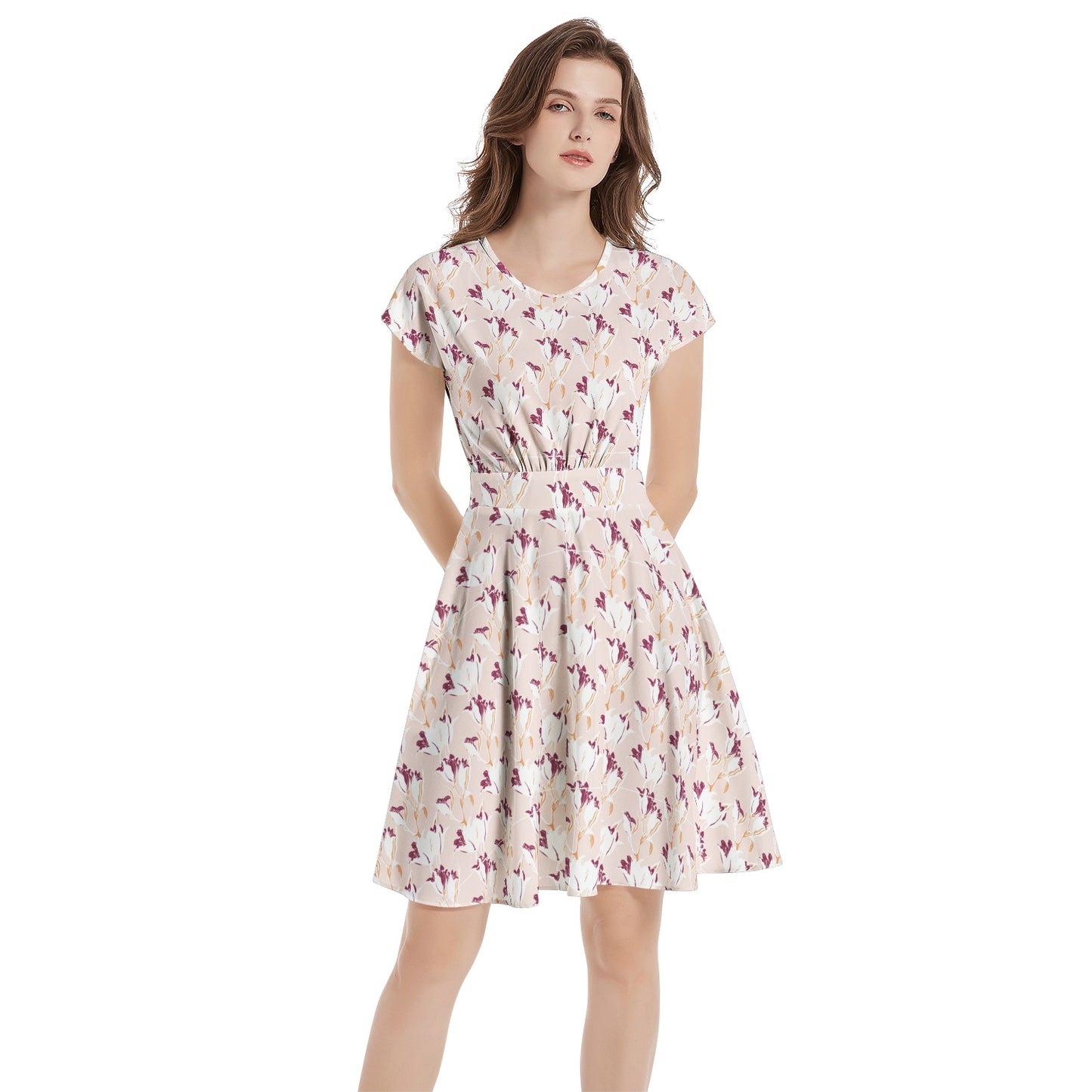 Short Sleeve  Casual A-Line Midi Dress