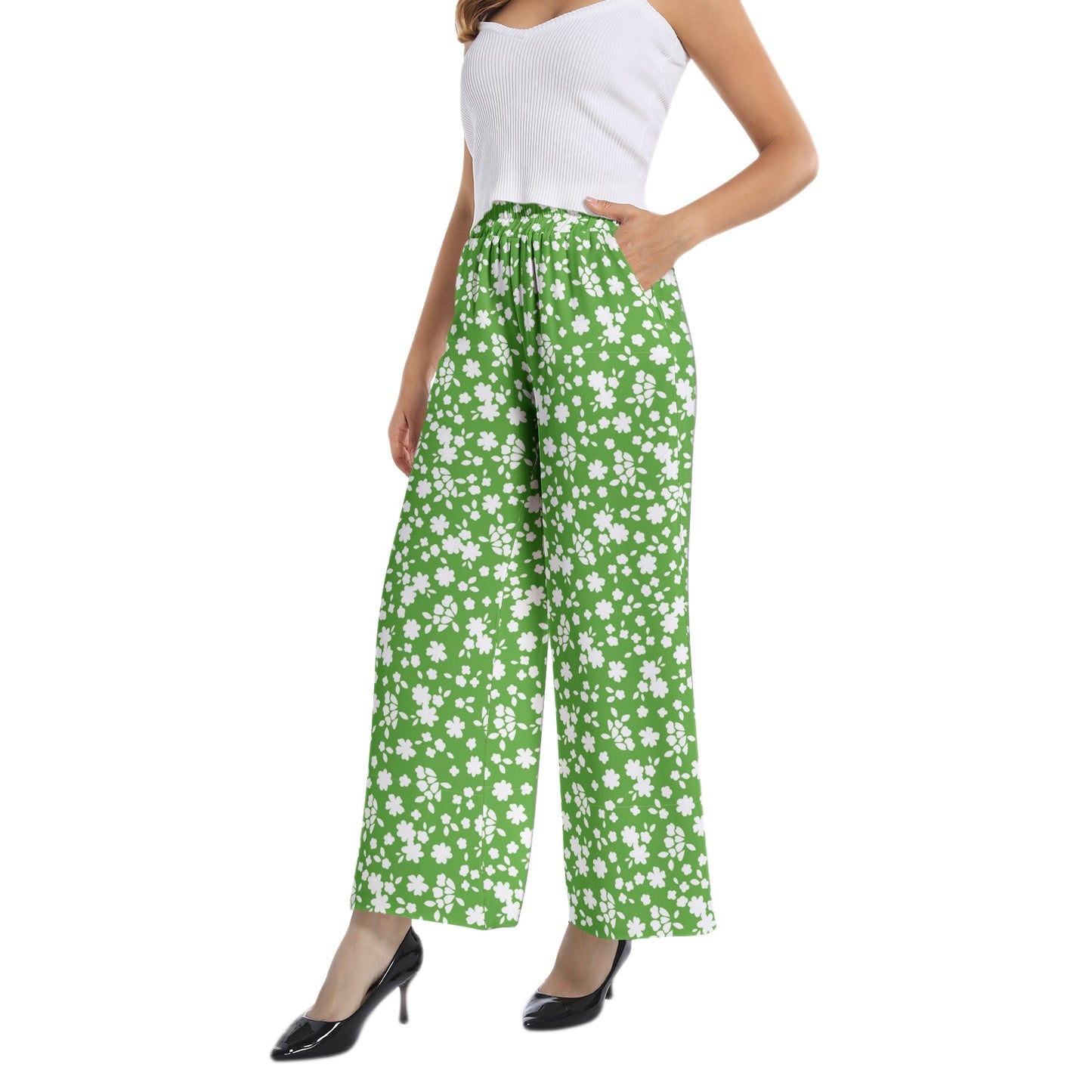 Elastic Waist Wide Leg Pant