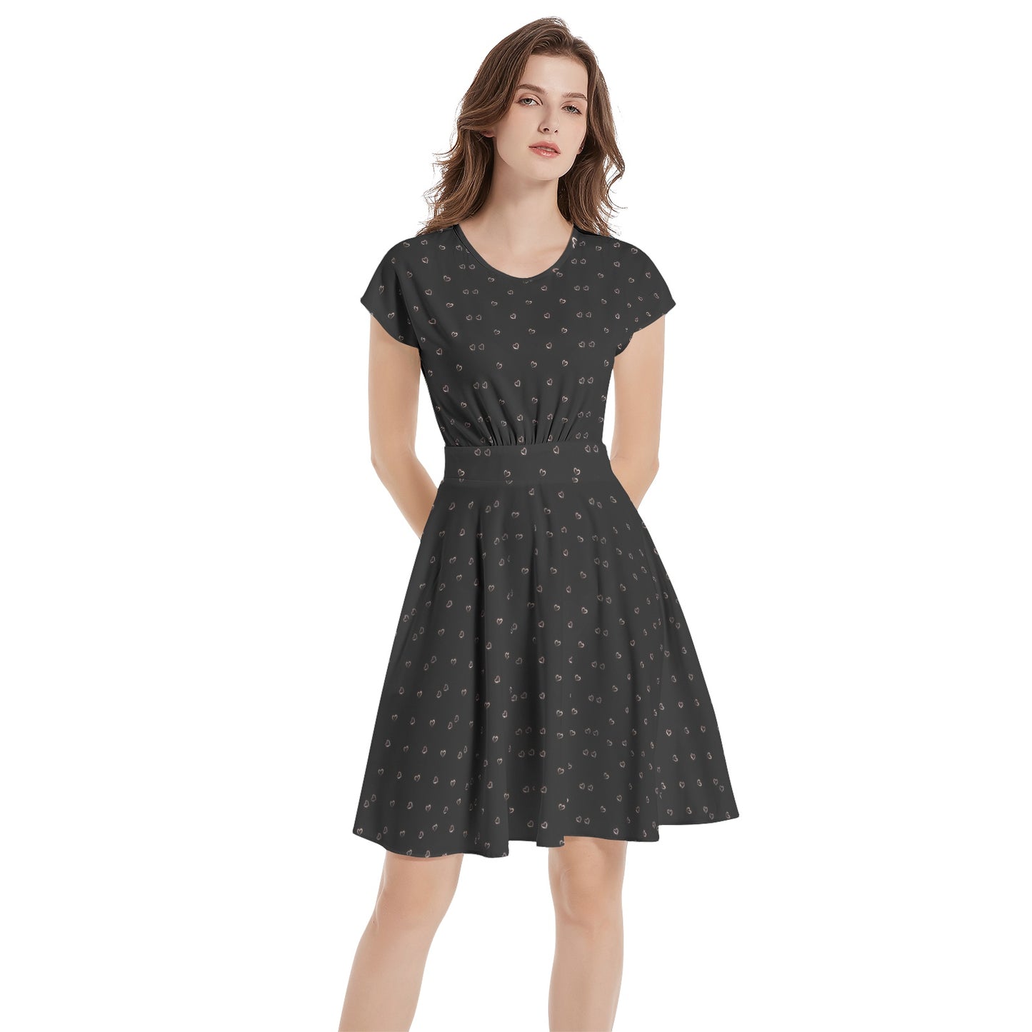 Short Sleeve  Casual A-Line Midi Dress