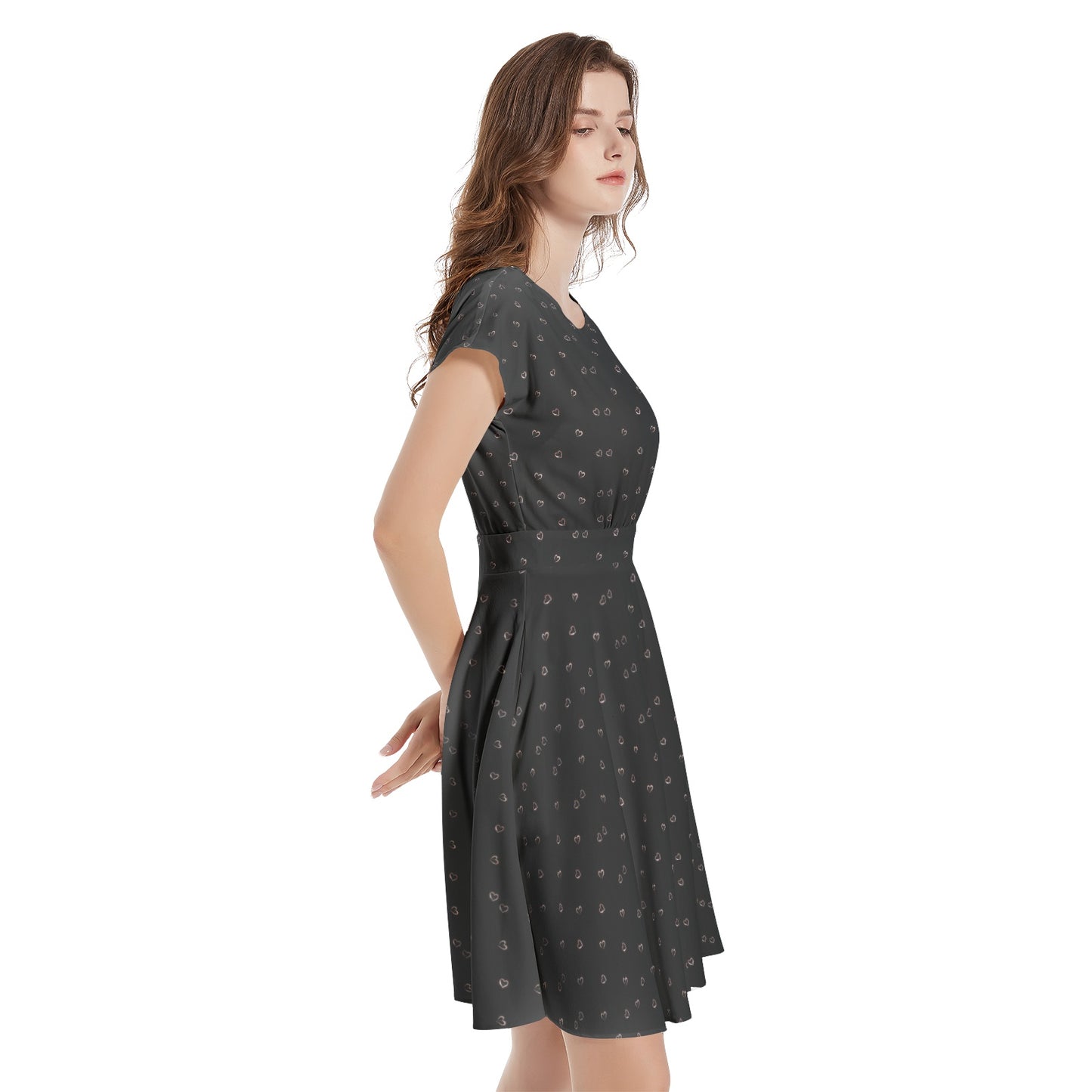 Short Sleeve  Casual A-Line Midi Dress