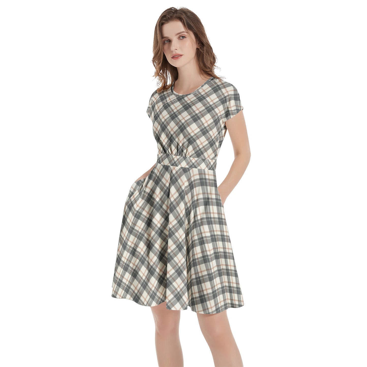 Short Sleeve  Casual A-Line Midi Dress