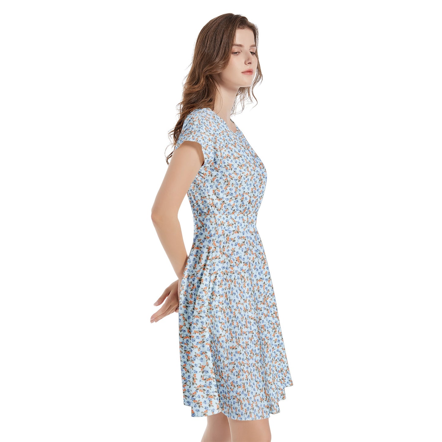 Short Sleeve  Casual A-Line Midi Dress