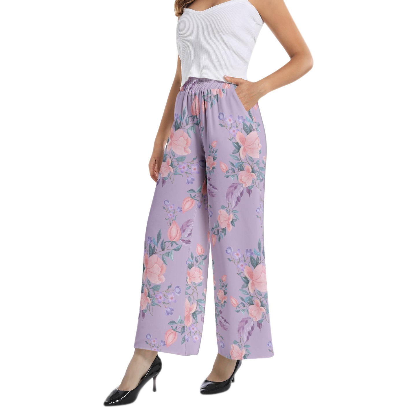 Elastic Waist Wide Leg Pant
