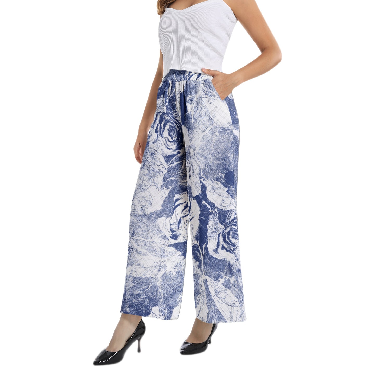 Elastic Waist Wide Leg Pant