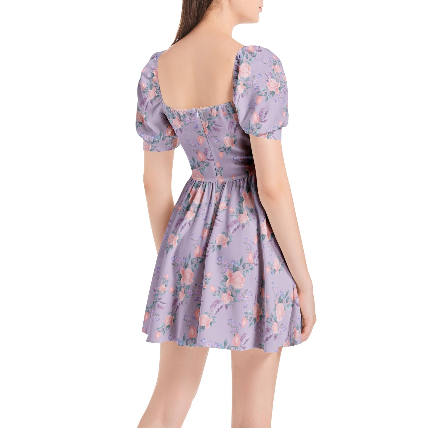 Puff Sleeve Sweetheart Neck Short Dress